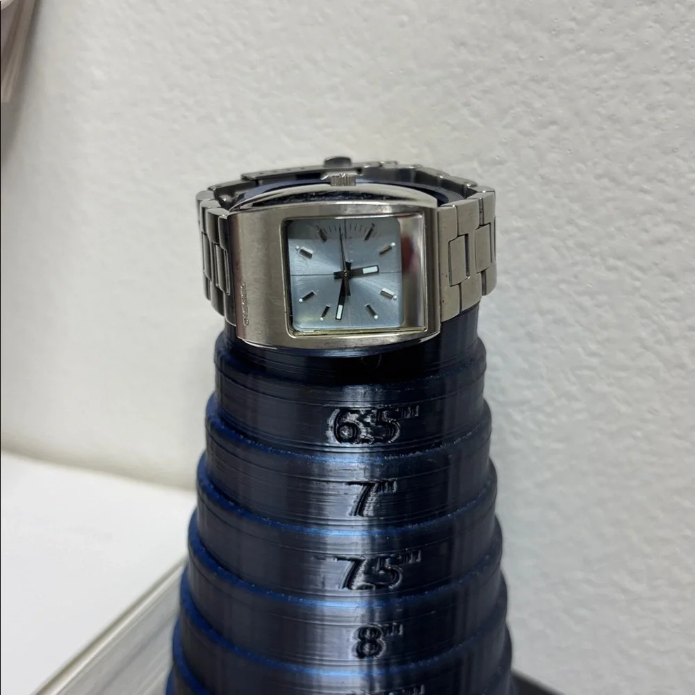 Men's Diesel Silver Watch Blue Face Square Needs Battery